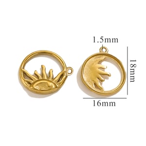 1 Piece Classic Retro Style Sun Shape Stainless Steel  Gold Color Women's Pendant h5 